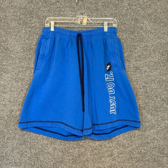 Nike Shorts Mens Large Blue Sweatshorts Just Do It Fleece Stretch Swoosh Comfort - Picture 1 of 7